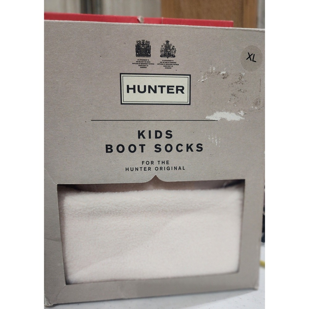 Hunter Kids Original Boot Socks Cream Fleece Tall Boot Liners XL